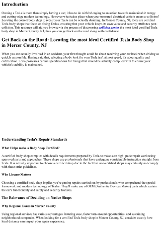 Get Back when driving: Finding the Best Certified Tesla Body Shop in Mercer Coun