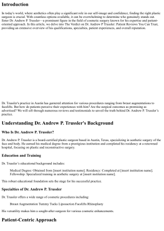 The Verdict on Dr. Andrew P Trussler: Patient Reviews You Can Trust