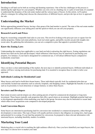 How to Find the Right Buyer for Your Land