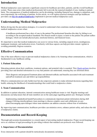 Avoiding Pitfalls: Tips for Preventing Medical Malpractice Cases