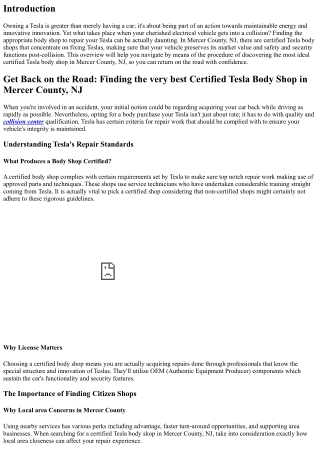 Get Back when traveling: Locating the Best Certified Tesla Body Shop in Mercer C
