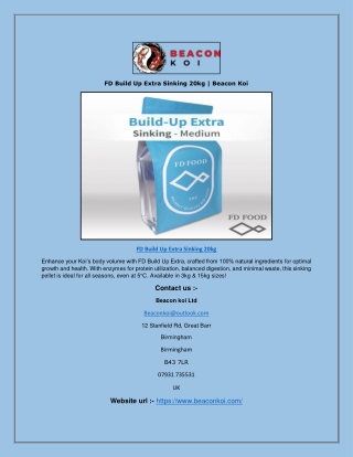 FD Build Up Extra Sinking 20kg | Beacon Koi