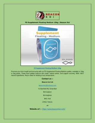 FD Supplement Floating Medium 15kg | Beacon Koi