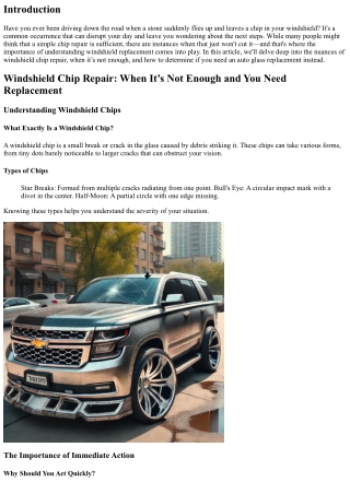 Windshield Chip Repair: When It’s Not Enough and You Need Replacement