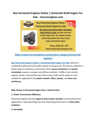 Buy Horizontal Engines Online Horizontal Shaft Engine For Sale - marcosengines