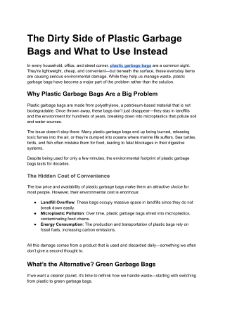 The Dirty Side of Plastic Garbage Bags and What to Use Instead