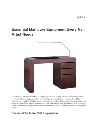 Essential Manicure Equipment Every Nail Artist Needs