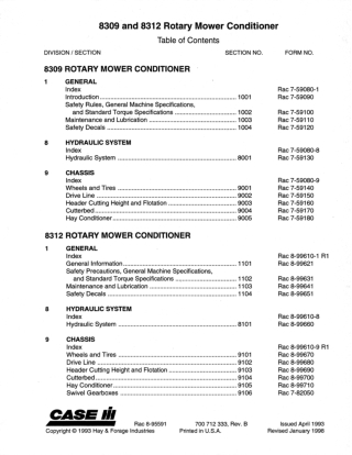 CASE IH 8312 Rotary Mower Conditioner Service Repair Manual Instant Download