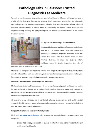 Pathology Labs in Balasore