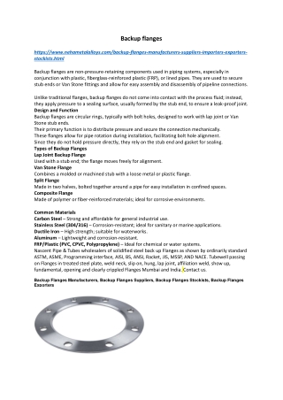 Backup flanges