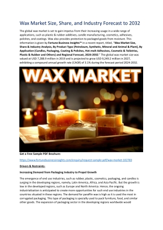 Wax Industry Size, Share, and Growth Forecast 2032