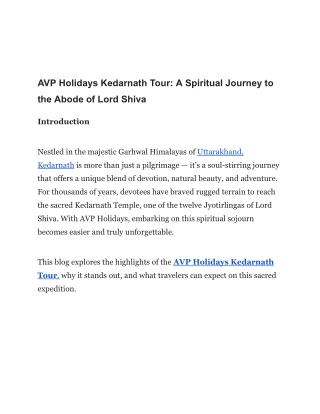 _Kedarnath Tour