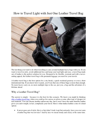 How to Travel Light with Just One Leather Travel Bag