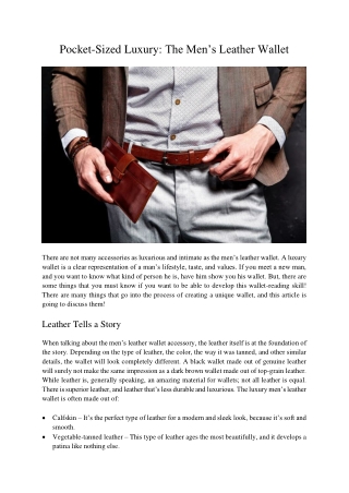 Pocket-Sized Luxury: The Men’s Leather Wallet
