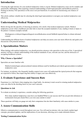 Tips for Choosing the Right Attorney for Your Medical Malpractice Claim