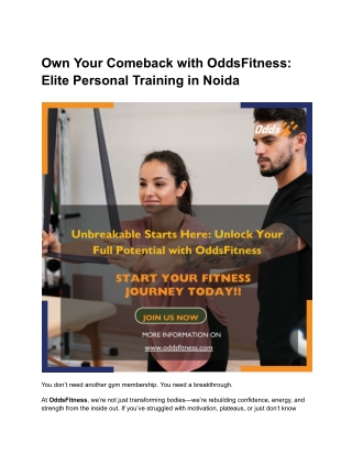 Own Your Comeback with OddsFitness_ Elite Personal Training in Noida