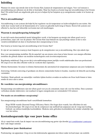 Hoe houd je je kosten laag met airconditioning in het Groene Hart?