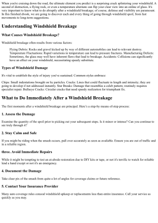 What to Do Immediately After a Windshield Breakage