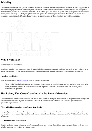 Het Belang Van Goede Ventilatie In De Zomer Maanden