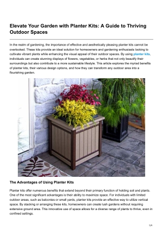 Elevate Your Garden with Planter Kits A Guide to Thriving Outdoor Spaces