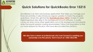 Effective Methods to Fix QuickBooks Error 15215