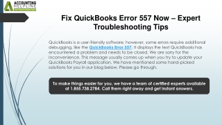 Expert Tips for Fixing QuickBooks Error 557