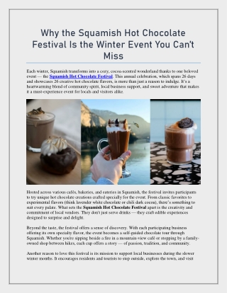 Why the Squamish Hot Chocolate Festival Is the Winter Event You Can’t Miss