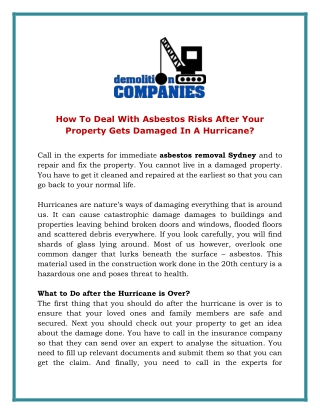 How To Deal With Asbestos Risks After Your Property Gets Damaged In A Hurricane