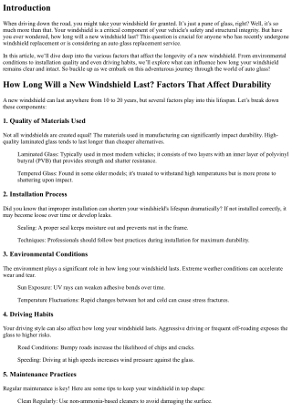 How Long Will a New Windshield Last? Factors That Affect Durability