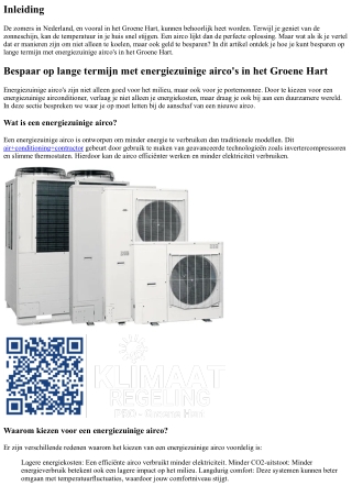 Bespaar op lange termijn met energiezuinige airco's in het Groene Hart