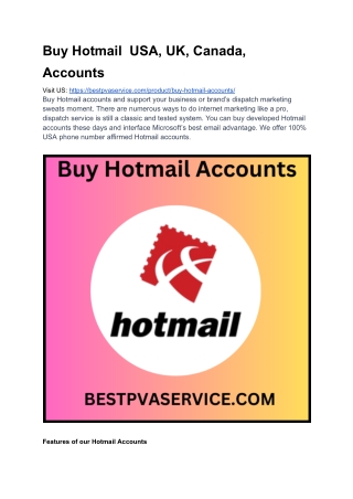 Oder Now Buy Hotmail Accounts