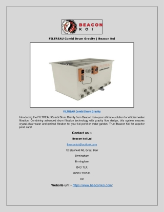 FILTREAU Combi Drum Gravity | Beacon Koi