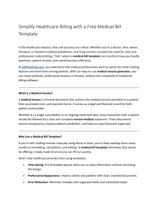 Simplify Healthcare Billing with a Free Medical Bill Template