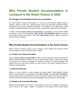 Why Private Student Accommodation in Liverpool is the Smart Choice in 2025