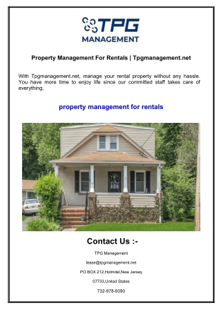 Property Management For Rentals  Tpgmanagement.net