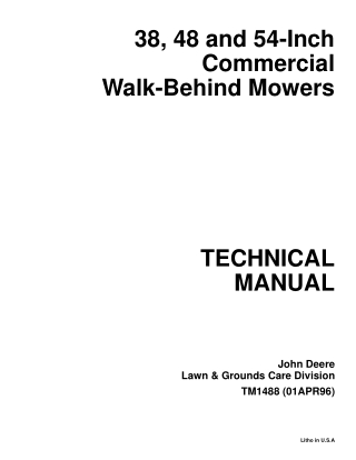 John Deere 38 Inch Commercial Walk-Behind Mower Service Repair Manual Instant Download