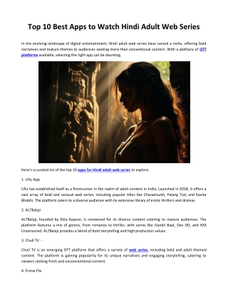 Top 10 Apps to Watch Hindi Adult Web Series in 2025