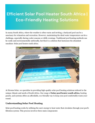Pool heating panels south africa