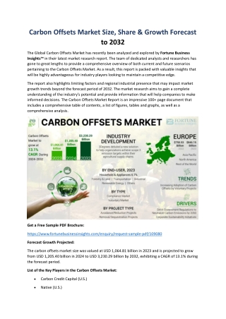 2032 Forecast: Carbon Offsets Industry Size, Trends, and Projections