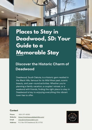 Find Cozy Places to Stay in Deadwood, SD