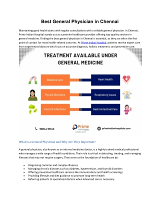 Best General Physician in Chennai