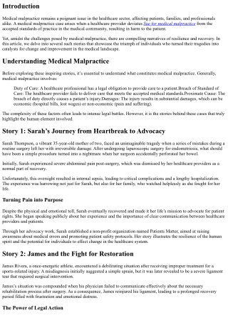 From Tragedy to Triumph: Stories of Resilience in Medical Malpractice