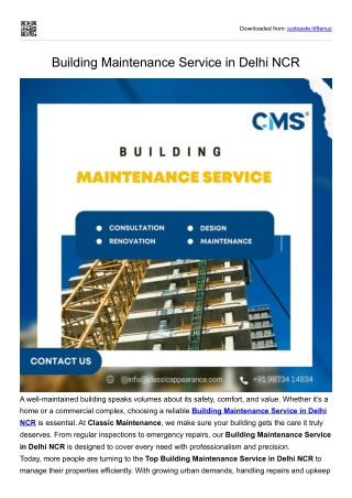 Building Maintenance Service in Delhi NCR