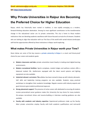 Why Private Universities in Raipur Are Becoming the Preferred Choice for Higher