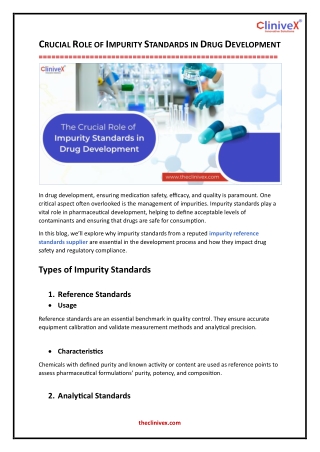Crucial Role of Impurity Standards in Drug Development