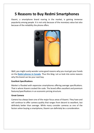 5 Reasons to Buy Redmi Smartphones