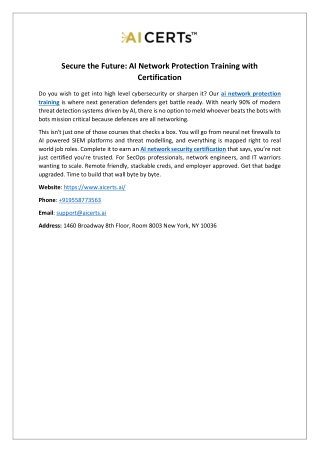 Secure the Future AI Network Protection Training with Certification