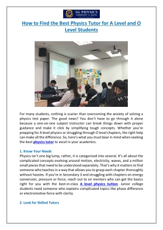 How to Find the Best Physics Tutor for A Level and O Level Students