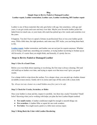 Simple Steps to Revive Faded or Damaged Leather