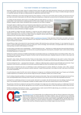 Your Guide To Reliable Air Conditioning In Greenwich